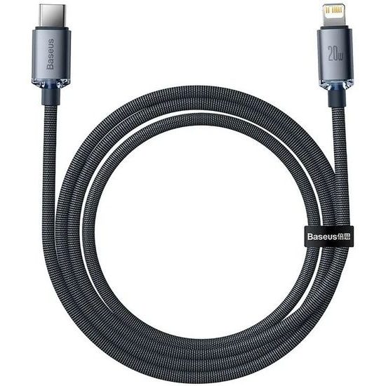 Nabíjecí / datový kabel USB-C - Lightning 20W 1,2m černý - Baseus CAJY000201 Crystal Shine Series
