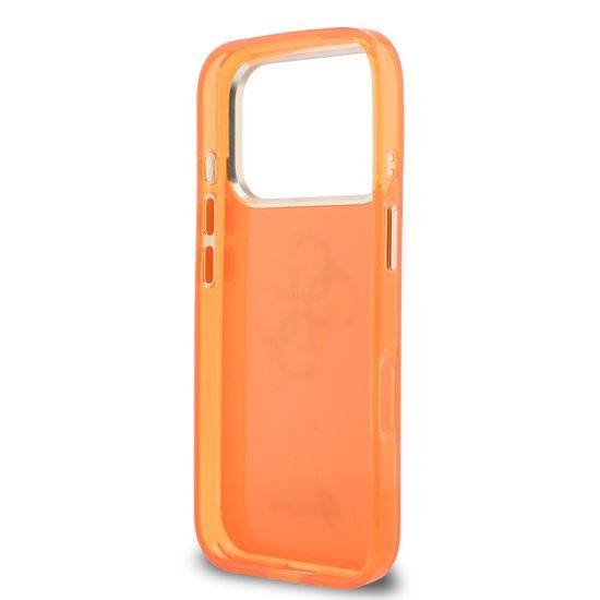 Obal / kryt na Apple iPhone 17 Pro oranžový - Guess IML 4G Script Metal Logo
