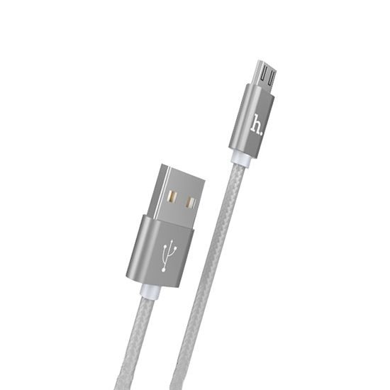 HOCO USB kábel - pletený X2 micro USB 1M sivý