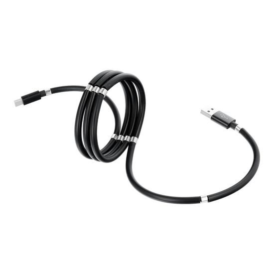 Kabel USB typ C 2,4A s magnety černý 1m