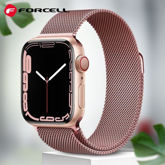 Síťovaný nerezový řemínek pro Apple Watch 38/40/41mm růžový - FORCELL