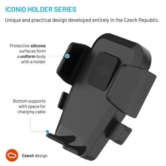 Univerzální držák do auta FIXED Iconiq Flex XL s flexibilní ohebnou nohou na sklo nebo na palubní desku
