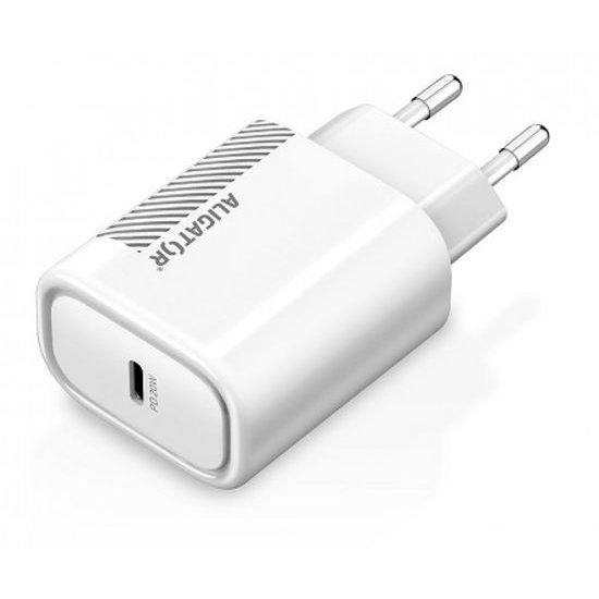 Síťová nabíječka 20W, USB-C, bílá, USB-C/USB-C kabel Aligator