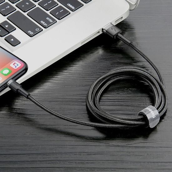 Nabíjecí a datový kabel pro iPhone USB / Lightning 1 m černo-šedý -BASEUS cafule