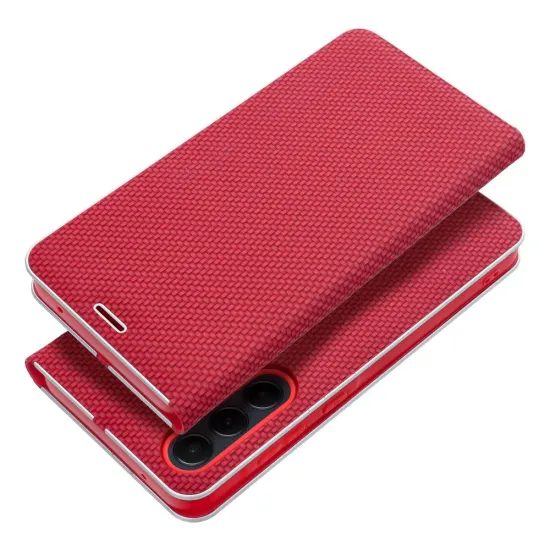 Pouzdro / obal na Xiaomi Redmi Note 15 Pro Plus 5G červené - knížkové LUNA Book Carbon