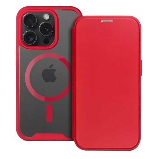 Pouzdro / obal na Apple iPhone 16 Pro Max MagSafe červený - knížkový Smart Mag