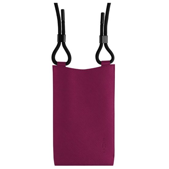 Taštička přes rameno s kapsou FIXED Verona s černou šňůrkou pro mobilní telefony do 7", vínová