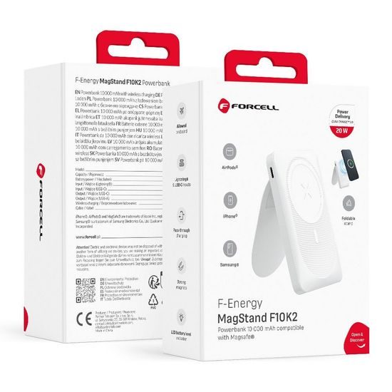 Powerbanka MagSafe F10K2 QC3.0 20W 10000 mAh bílá - FORCELL