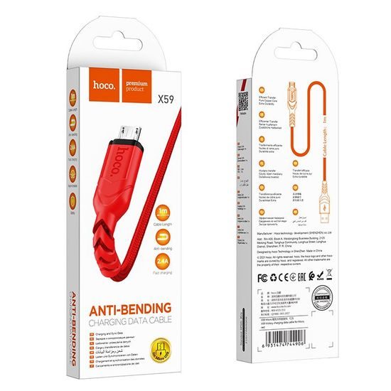 Datový kabel Micro USB X59, 1 metr, červený - HOCO