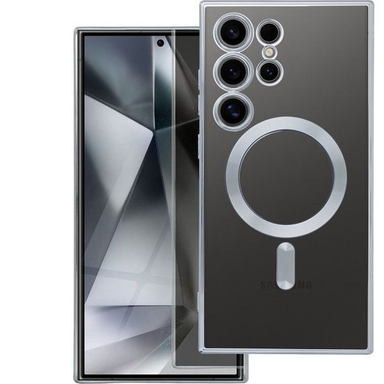 Obal / kryt na Samsung Galaxy S24 Ultra transparentný / strieborný - Electro Mag