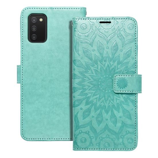 Puzdro / obal pre Samsung Galaxy A03s zelená mandala - kniha Forcell MEZZO