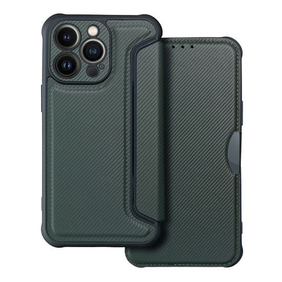 Pouzdro / obal na Apple iPhone 13 PRO tmavě zelené - knížkové RAZOR Book