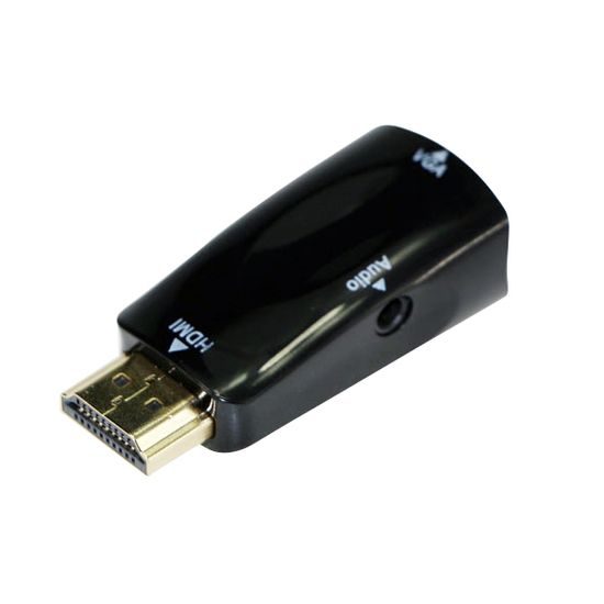 Červený kábel. HDMI na VGA + zvuk, M/F, čierna