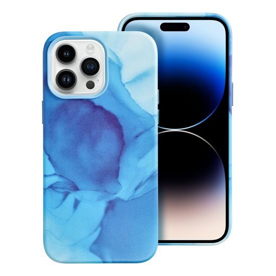 Obal / kryt na Apple iPhone 14 PRO MAX modré - Kožený kryt Mag Cover