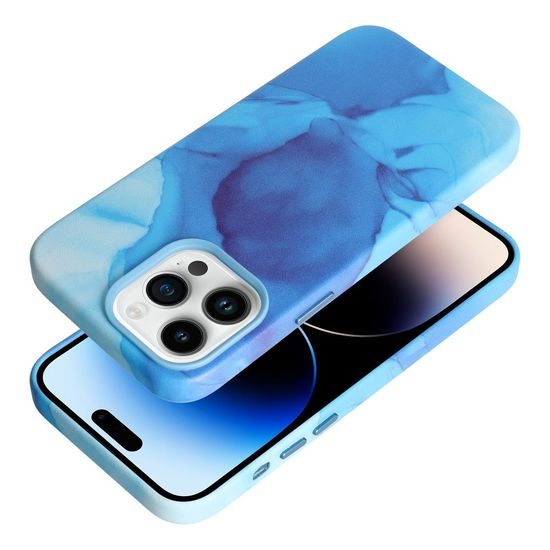 Obal / kryt na Apple iPhone 14 PRO MAX modré - Kožený kryt Mag Cover