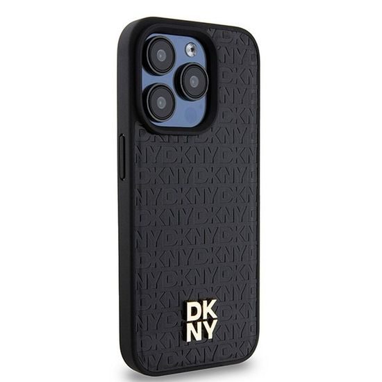 Obal / kryt na Apple iPhone 15 Pro černý - DKNY PU Leather Grid Pattern