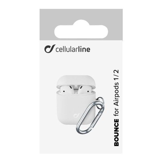 Ochranný kryt s karabínou pre Apple AirPods 1 a 2 biely - Cellularline Bounce