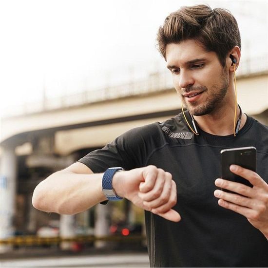 Pružný pletený řemínek na hodinky Apple Watch 38/40/41 mm, modrý - Dux Ducis