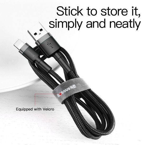 Nabíjecí a datový kabel pro iPhone USB / Lightning 1 m černo-šedý -BASEUS cafule