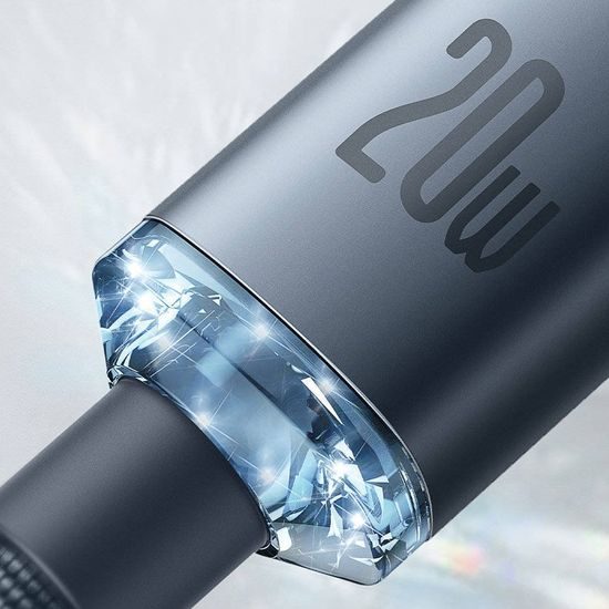 Nabíjecí / datový kabel USB-C - Lightning 20W 1,2m modrý - Baseus CAJY000203 Crystal Shine Series