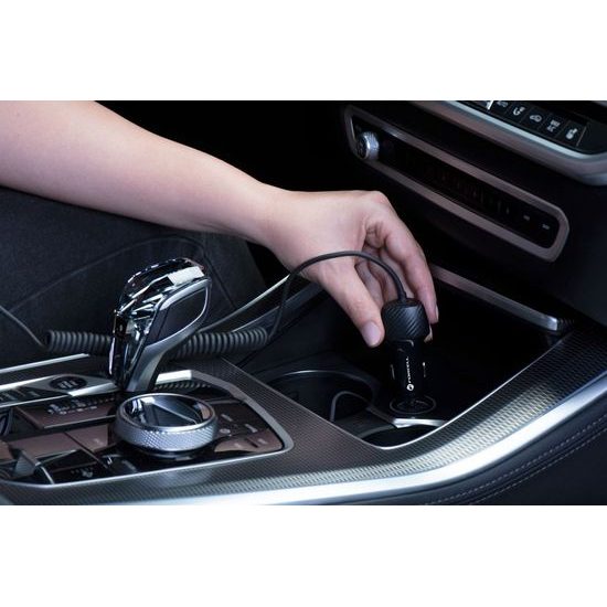 Nabíjačka do auta USB QC 3.0 18W + kábel pre Apple Lightning 8-pin čierna (spolu 38W) - FORCELL CARBON