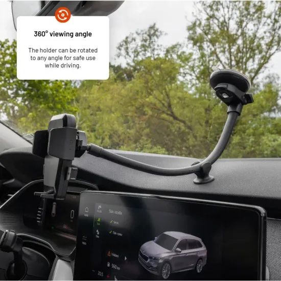 Univerzální držák do auta FIXED Iconiq Flex XL s flexibilní ohebnou nohou na sklo nebo na palubní desku