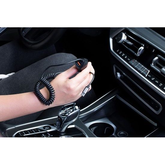 Nabíjačka do auta USB QC 3.0 18W + kábel typu C 3.0 PD20W CC50-1AC čierna (spolu 38W) - FORCELL CARBON