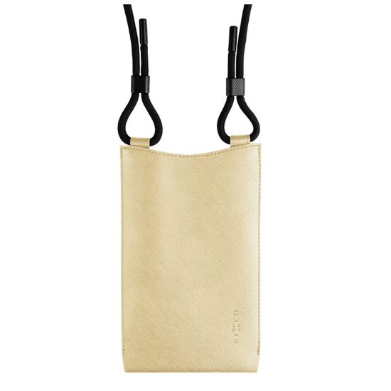 Taštička přes rameno s kapsou FIXED Verona s černou šňůrkou pro mobilní telefony do 7", světle žlutý