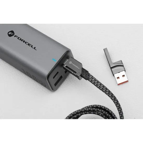 Kabel 4v1 USB C / USB A do USB C / Lightning Forcell F-Energy QC PD 3A 60W 1 m C241 chrom