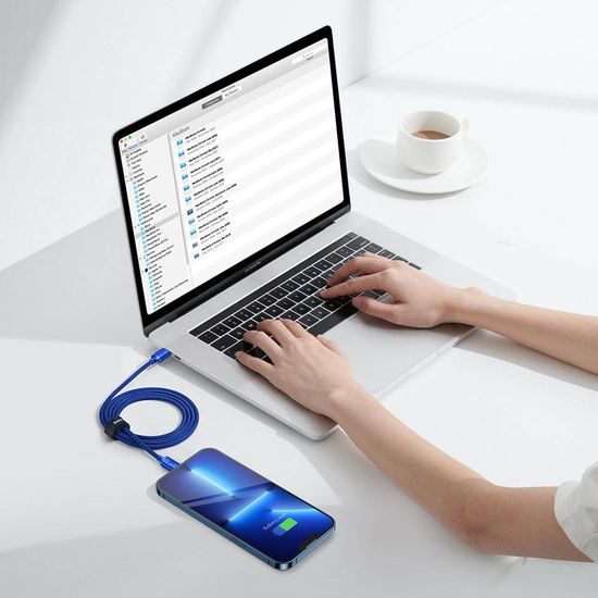 Nabíjecí / datový kabel USB-C - Lightning 20W 1,2m modrý - Baseus CAJY000203 Crystal Shine Series
