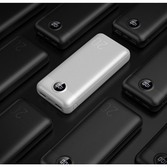 Powerbanka L20S 20 000mAh LCD, rychlonabíjecí 20W bílá - VERGER