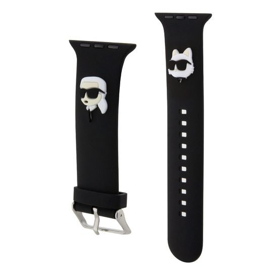 Řemínek pro Apple Watch 42/44mm černý - Karl Lagerfeld Karl and Choupette Head NFT