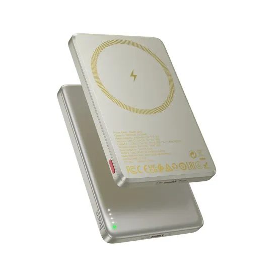 Powerbanka s bezdrátovým nabíjením HOCO Q26, 5000mAh, 20W, PD + FQI, 1 x QI - 1 x USB-C oranžová