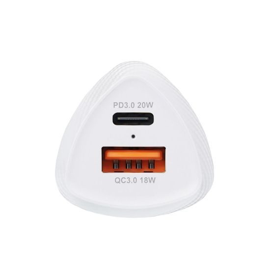 Nabíjačka do auta typ C 3.0 PD20W + USB QC3.0 18W 5A biela (spolu 38W) - FORCELL CARBON