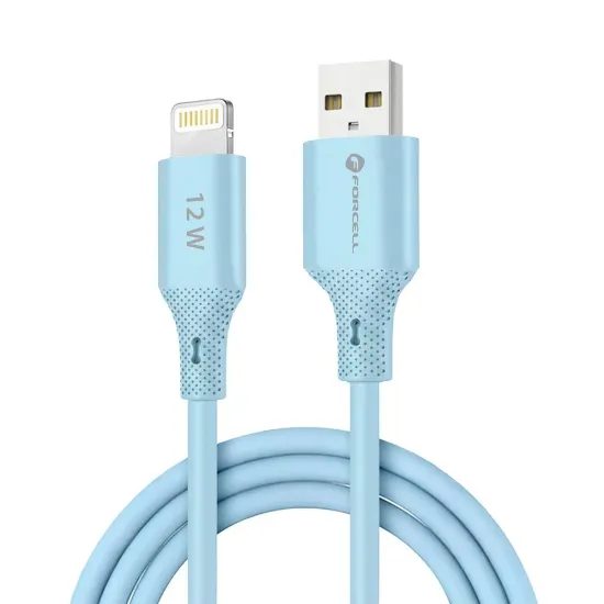 Datový kabel Lightning / USB A 1m 2,4A 12W modrý silikon - Forcell