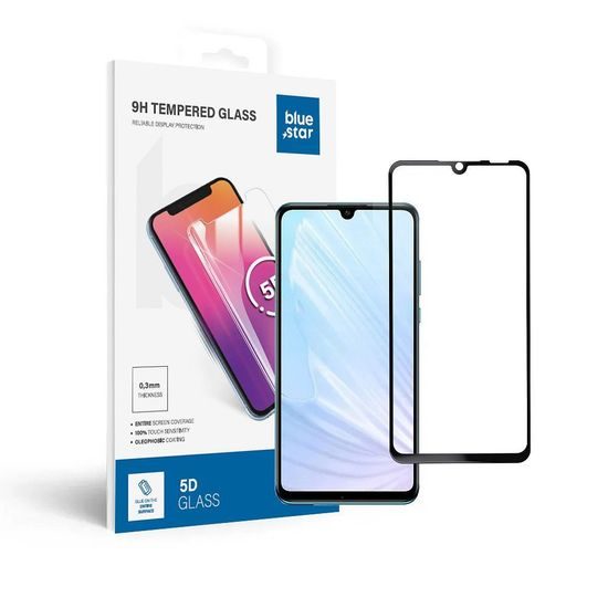 Tvrdené / ochranné sklo Huawei P30 Lite (plné lepidlo/malá veľkosť) - čierne 5D Blue Star