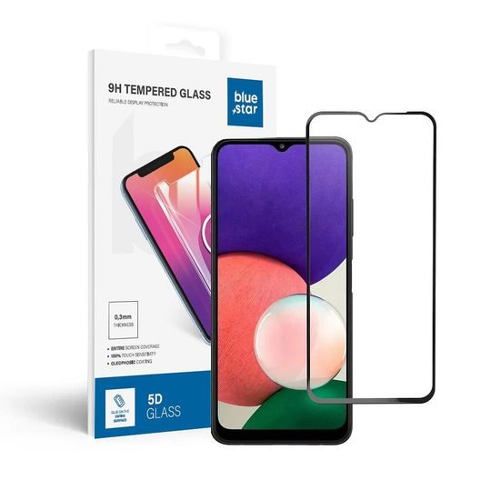 Tvrzené / ochranné sklo Samsung Galaxy A22 5G černé - Full Glue Blue Star
