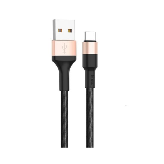 Kábel USB/USB-C 1 m čierny/zlatý - HOCO