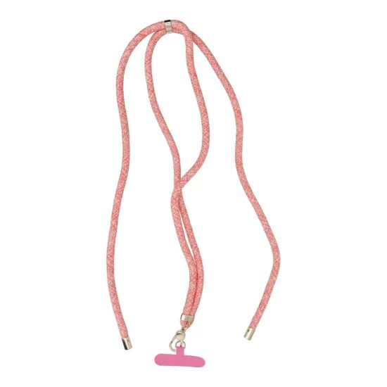 Přívěšek SWING na telefon s nastavitelnou délkou / délka šňůrky 165cm (max 82,5cm ve smyčce) / na rameno nebo krk - růžovobílý