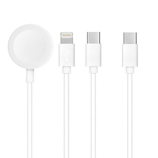 Kábel 3v1 USB Type-C / Lightning 8-pin / Apple Watch - Kábel USB Type-C - Biely