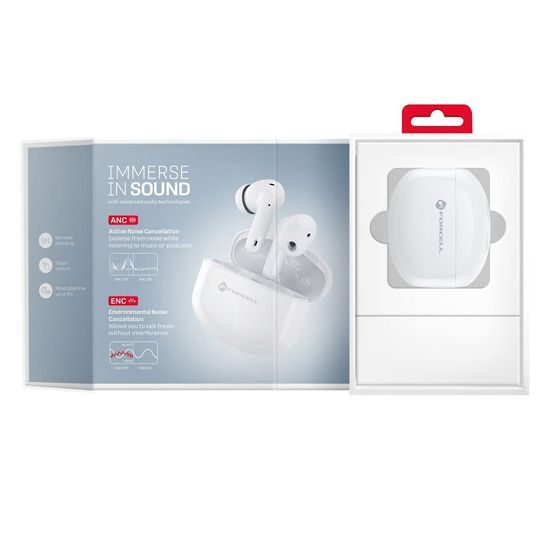 Bezdrátová sluchátka Bílá - FORCELL F-AUDIO (ANC)