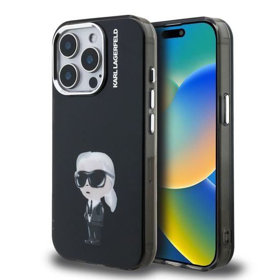 Obal / kryt na Apple iPhone 15 Pro černý Karel Lagerfeld