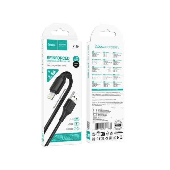 Nabíjecí kabel USB A / Lightning Hoco 2,4A 1 m X120 - černý