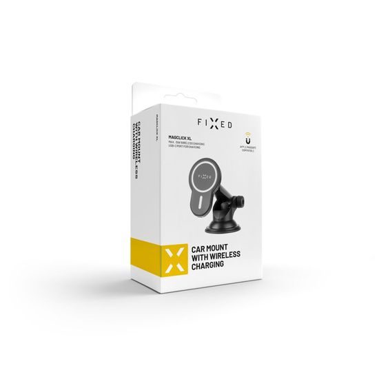 Držák s bezdrátovým nabíjením FIXED MagClick XL s podporou uchycení MagSafe, na sklo nebo palubní desku