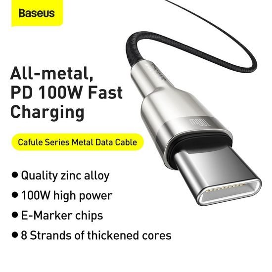 Nabíjecí a datový kebel USB-C / USB-C 2 m černý -BASEUS