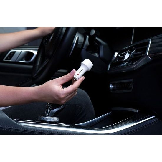 Nabíjačka do auta typ C 3.0 PD20W + USB QC3.0 18W 5A biela (spolu 38W) - FORCELL CARBON