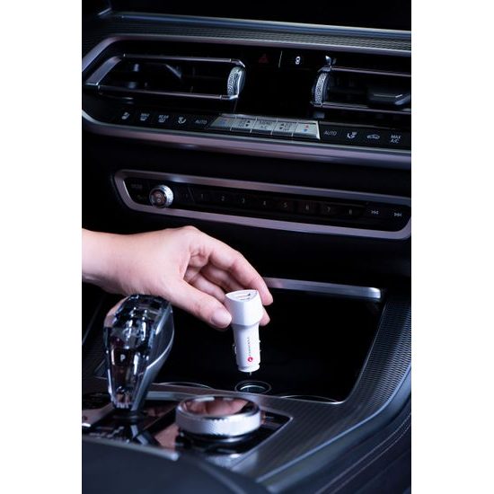 Nabíjačka do auta typ C 3.0 PD20W + USB QC3.0 18W 5A biela (spolu 38W) - FORCELL CARBON