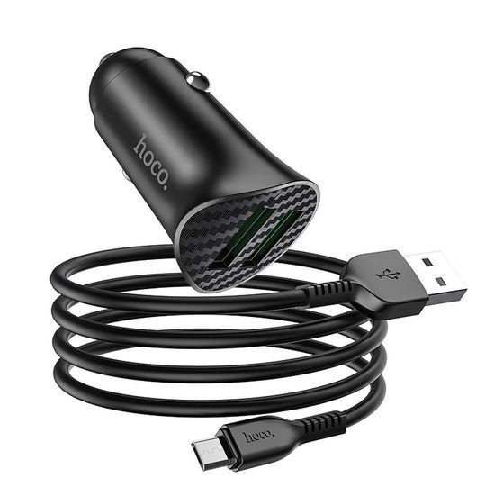 Nabíjačka do auta 18W s 2xUSB/micro USB káblom Z39 čierna - HOCO
