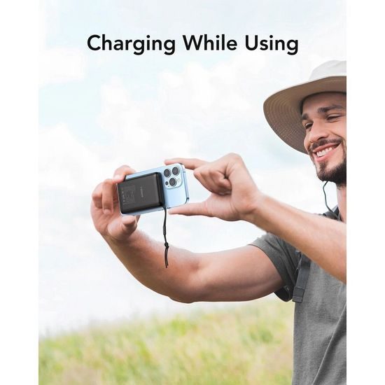 Powerbanka 10 000 mAh s bezdrátovým nabíjením MagSafe PD QC3.0 2A 20W černá - VEGER