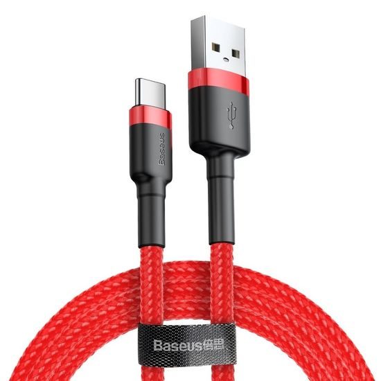Nabíjecí a datový USB/USB-C 3 m červený - BASEUS Cafule